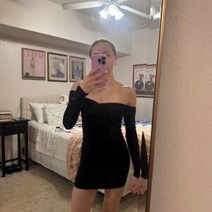 Oh Polly Black Long Sleeve Dress
